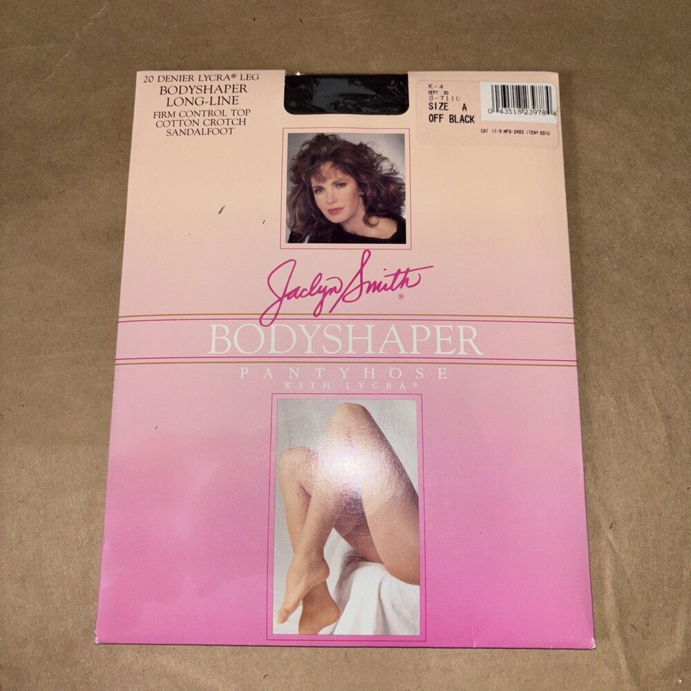 Jaclyn Smith Bodyshaper pantyhose in size A and off black Vintage New In Box